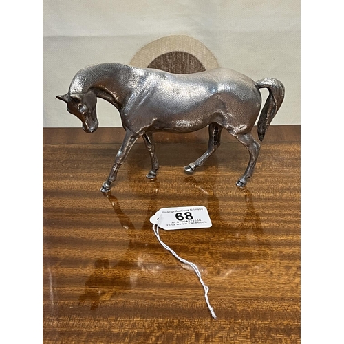 68 - STERLING SILVER HORSE 576 GRAMS 18CM WIDE BY 105CM TALL