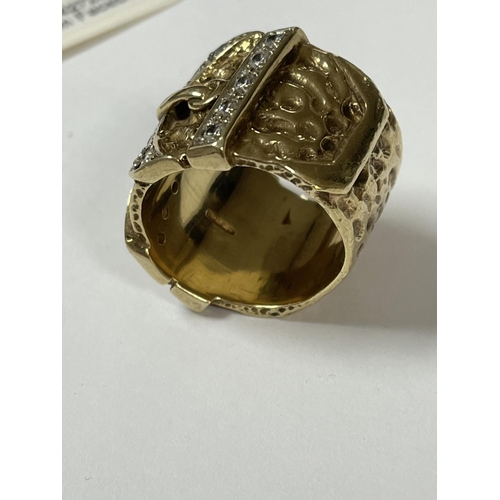 7 - STUNNING HEAVY 9CT GOLD BUCKLE RING SIZE Z+3 35.91 GRAMS