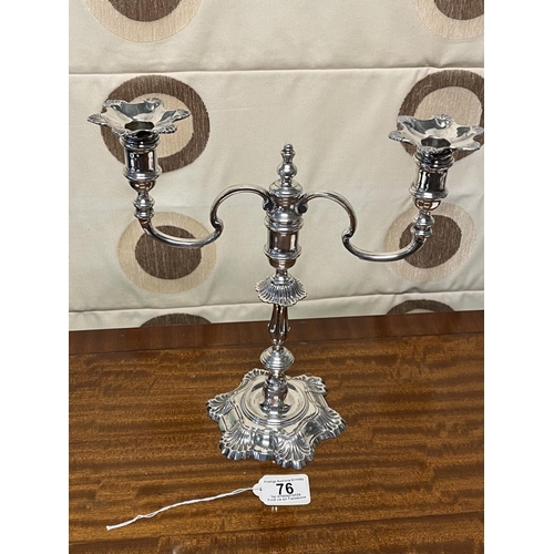 76 - STUNNING STERLING SILVER DOUBLE CANDELABRA BIRMINGHAM 1943 29.5CM TALL 28.5CM WIDE NOT WEIGHTED WEIG... 