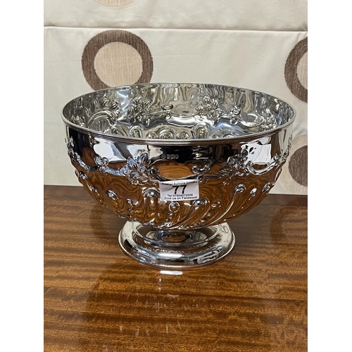 77 - STUNNING LARGE STERLING SILVER PUNCH BOWL 26CM DIAMETER 17CM TALL 892 GRAMS