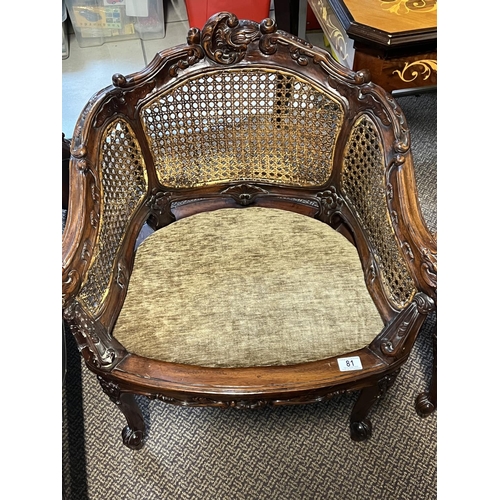 81 - PAIR OF ANTIQUE BERGERE ARMCHAIRS OVERALL GOOD CONDITION FOR AGE BUT PLEASE MAKE YOUR OWN ASSESSMENT... 