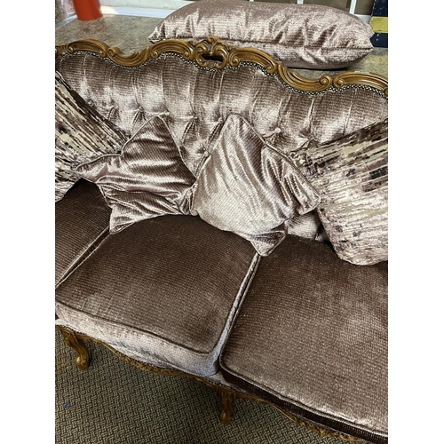 82 - ANTIQUE RE UPHOLSTERED 3 SEATER SETTEE MODERN MEETS OLD LOOK WITH THIS SUPERB ITEM APPROX 192CM WIDE... 