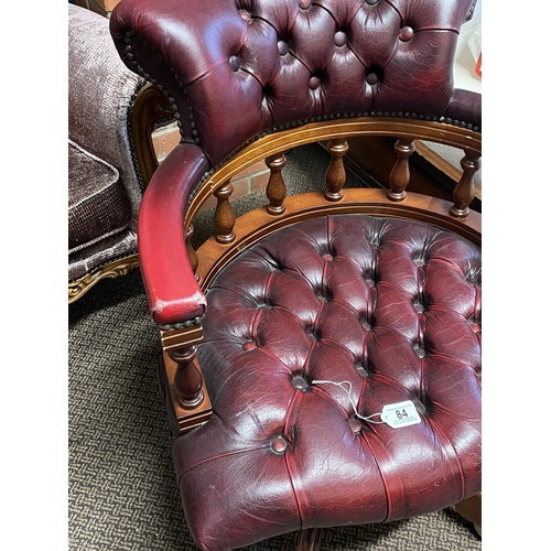 84 - OX BLOOD CHESTERFIELD CAPTAINS CHAIR