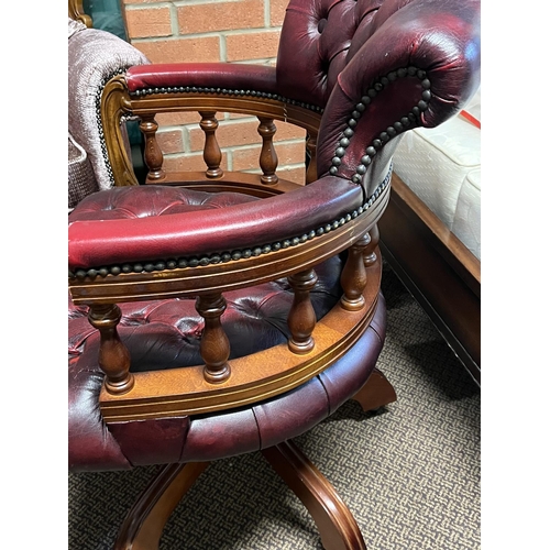 84 - OX BLOOD CHESTERFIELD CAPTAINS CHAIR