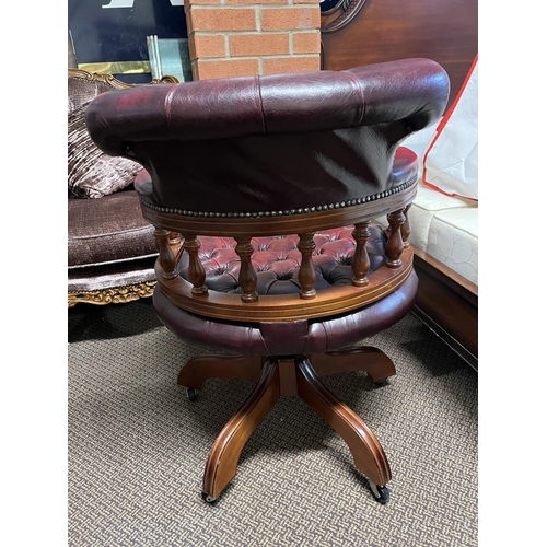 84 - OX BLOOD CHESTERFIELD CAPTAINS CHAIR