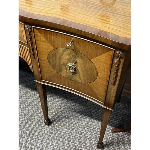 86 - POLISHED WOOD SIDEBOARD 182CM WIDE 52CM DEEP 92CM TALL