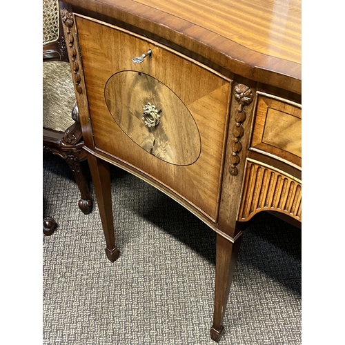 86 - POLISHED WOOD SIDEBOARD 182CM WIDE 52CM DEEP 92CM TALL