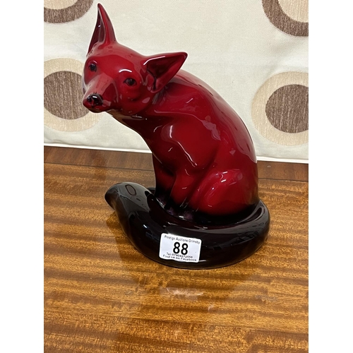 88 - FLAMBÉ FOX BY ROYAL DOULTN LARGE SEATED MODEL STUNNING QUALITY ITEM FROM ROYAL DOULTON IN A RED FLAM... 