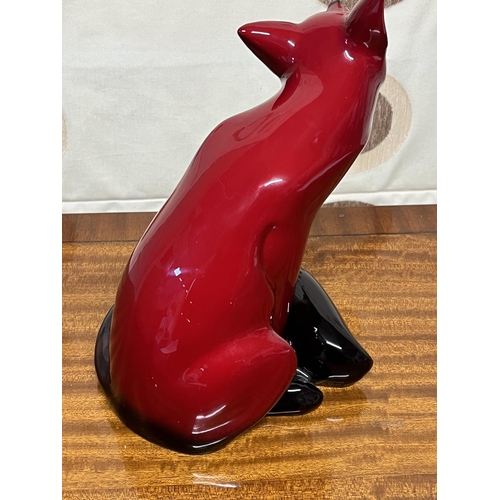 88 - FLAMBÉ FOX BY ROYAL DOULTN LARGE SEATED MODEL STUNNING QUALITY ITEM FROM ROYAL DOULTON IN A RED FLAM... 