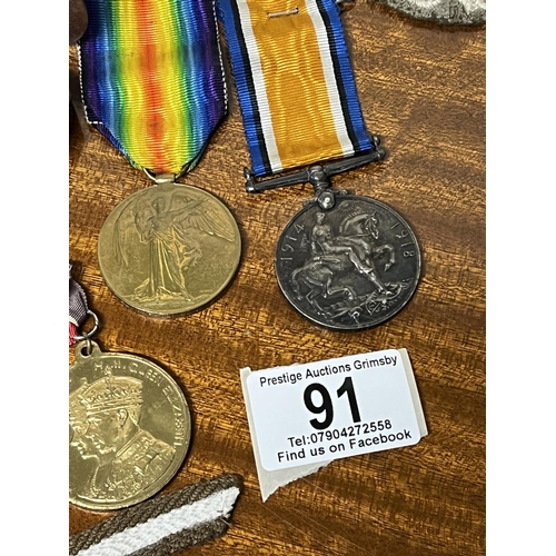 91 - PAIR OF WW1 MEDALS, WOUND BADGE, DOG TAGS AND ASSORTED EPHEMERA ALL NAMED TO THE SAME PERSON (WEST Y... 