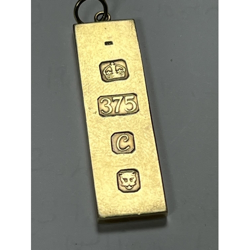 99 - 9CT GOLD INGOT PENDANT 15 GRAMS