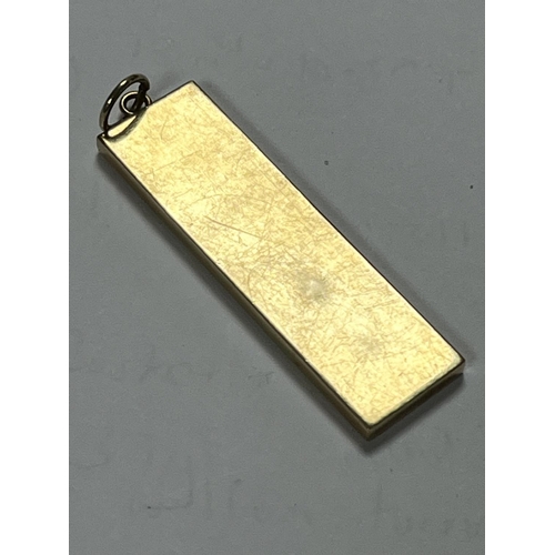 99 - 9CT GOLD INGOT PENDANT 15 GRAMS