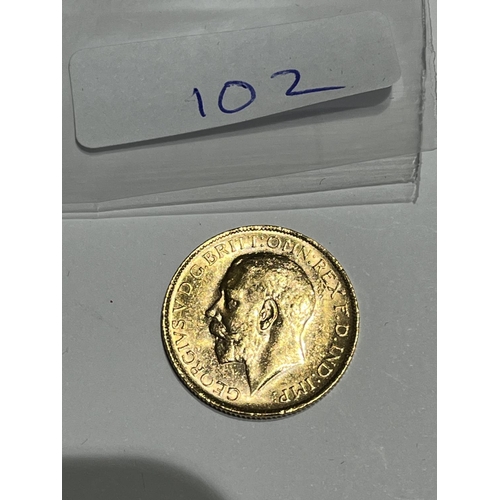 102 - 1921 FULL GOLD SOVEREIGN IN VERY GOOD CONDITION