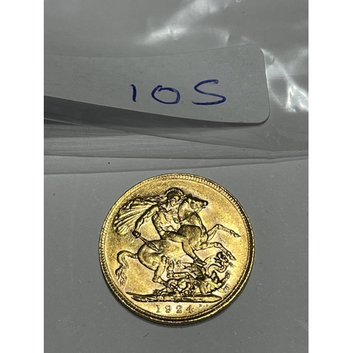 105 - 1924 FULL GOLD SOVEREIGN IN VERY GOOD CONDITION