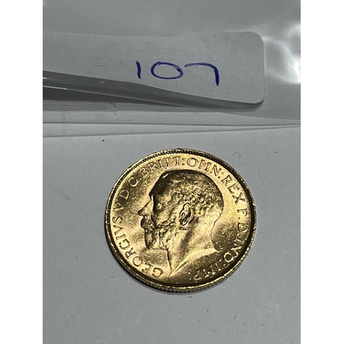 107 - 1926 FULL GOLD SOVEREIGN IN VERY GOOD CONDITION