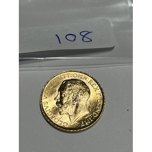 108 - 1927 FULL GOLD SOVEREIGN IN VERY GOOD CONDITION