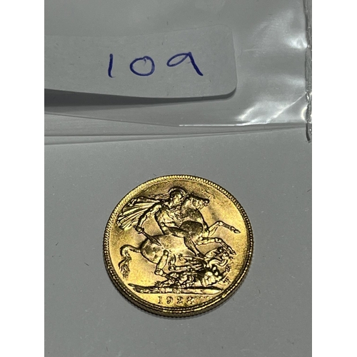 109 - 1928 FULL GOLD SOVEREIGN IN VERY GOOD CONDITION