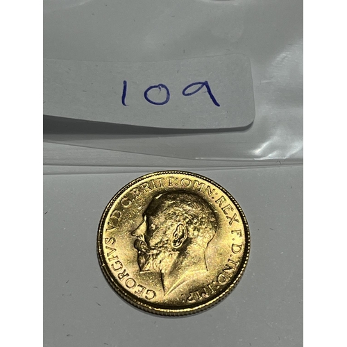 109 - 1928 FULL GOLD SOVEREIGN IN VERY GOOD CONDITION