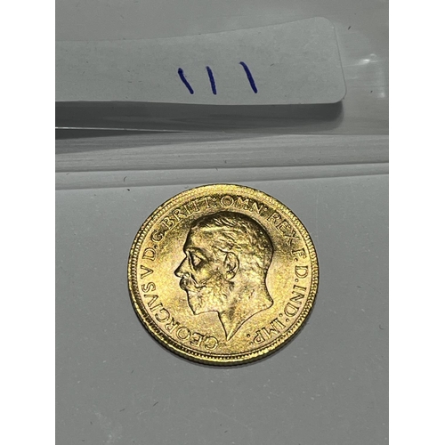 111 - 1930 FULL GOLD SOVEREIGN IN VERY GOOD CONDITION