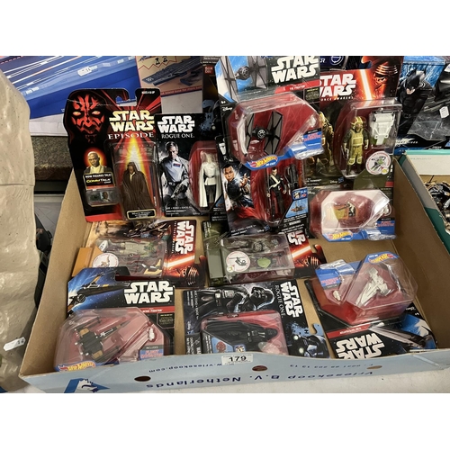 179 - TRAY OF STAR WARS & HOT WHEEL COLLECTABLE BOXED ITEMS