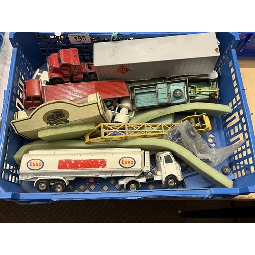 195 - BASKET OF ASSORTED PLAY WORN DIE CAST VEHICLES