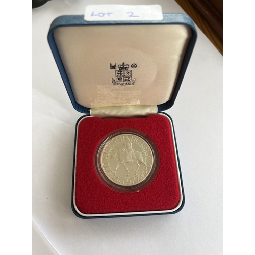 2 - 1977 ROYAL MINT SILVER JUBILEE CROWN STERLING SILVER IN BOX