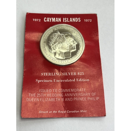 20 - STERLING SILVER CAYMAN ISLANDS 1972 $25 SPECIMEN COIN