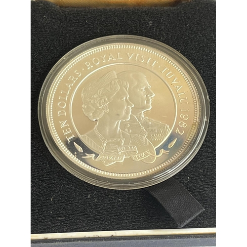 3 - SILVER PROOF TEN DOLLARS ROYAL VISIT TUVALU 1982