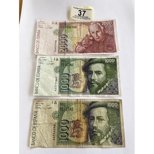 37 - 4000 SPANISH PESETAS IN OLD NOTES