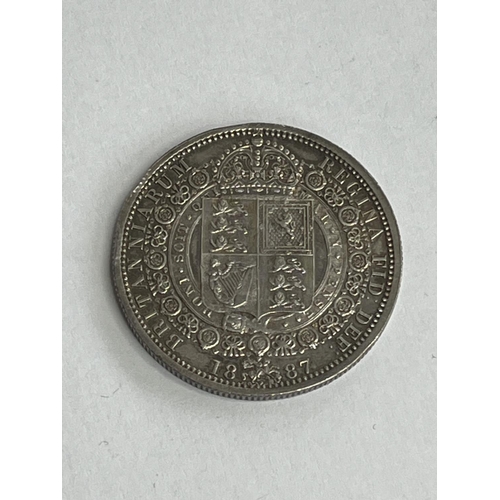 7 - STUNNING 1887 VICTORIA SILVER HALF CROWN