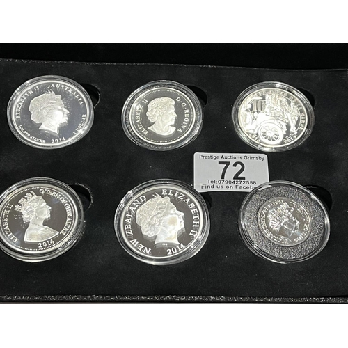 72 - FIRST WORLD WAR ALLIES FINE SILVER BOXED COIN COLLECTION INCLUDES 102 AUSTRALIA DOLLAR, CANADA 23G D... 