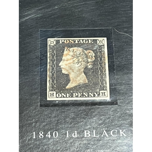 85 - RARE ORIGINAL PENNY BLACK 1840 WITH 4 CLEAR MARGINS IN PRESENTATION BOX