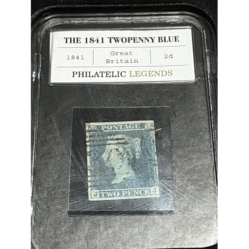 86 - 4 PHILATELIC LEGENDS IN A PRESENTATION BOX INCLUDES 1840 PENNY BLACK, 1840 TWOPENNY BLUE, PENNY RED,... 