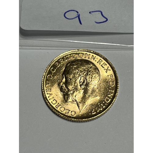 93 - 1912 FULL GOLD SOVEREIGN IN VERY GOOD CONDITION