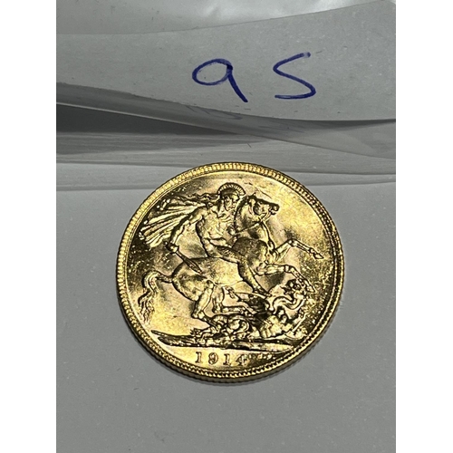 95 - 1914 FULL GOLD SOVEREIGN IN VERY GOOD CONDITION