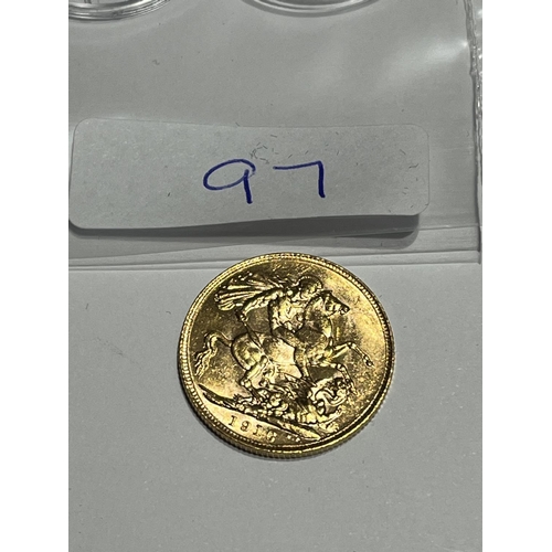 97 - 1916 FULL GOLD SOVEREIGN IN VERY GOOD CONDITION