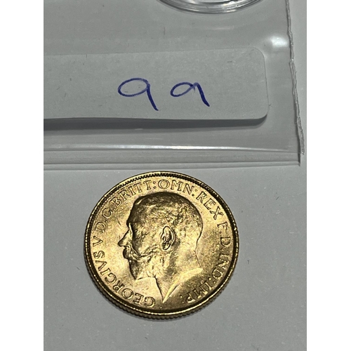 99 - 1918 FULL GOLD SOVEREIGN IN VERY GOOD CONDITION