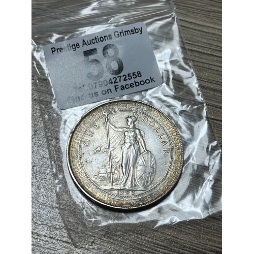 58 - 1902 TRADE DOLLAR SILVER