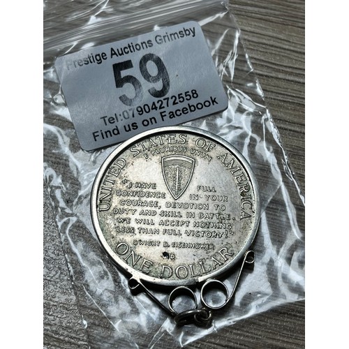 59 - 1995 USA D-DAY DOLLAR IN PENDANT HOLDER