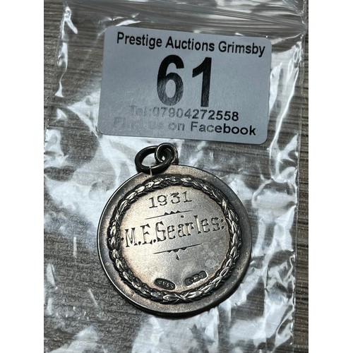 61 - 1931 STERLING SILVER BIRKENHEAD MUSIC FESTIVAL AWARD