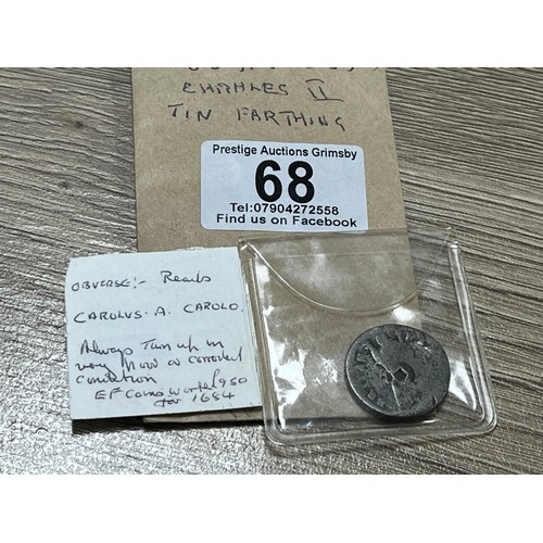 68 - 1684 TO 1685 CHARLES II TIN FARTHING