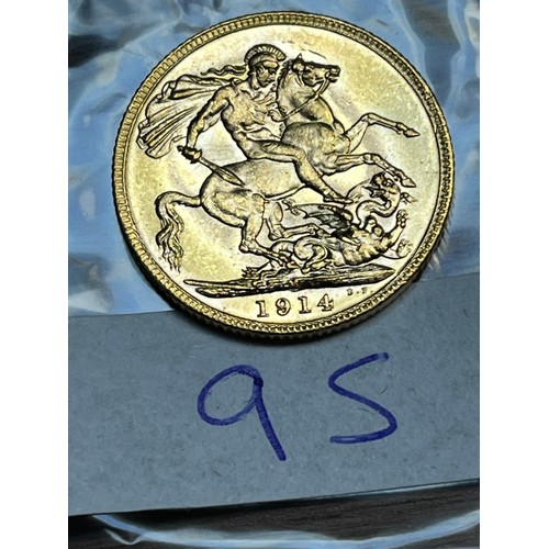 95 - 1914 FULL GOLD SOVEREIGN IN VERY GOOD CONDITION