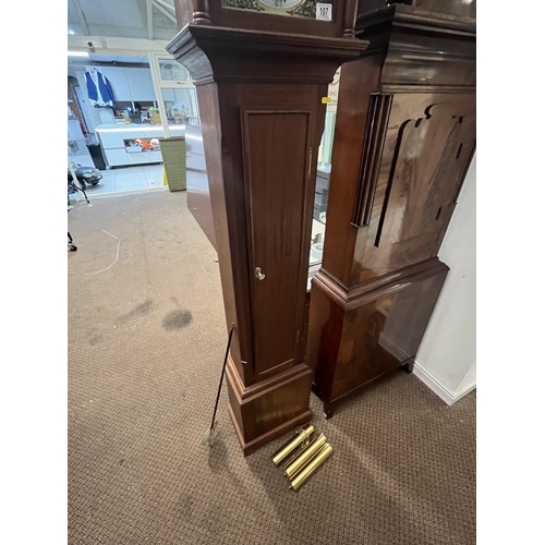 107 - MODERN GRANDFATHER CLOCK NICE CONDITION WILL NEED A SERVICE SIZE APPROX 40CM WIDE 195CM TALL 25CM DE... 