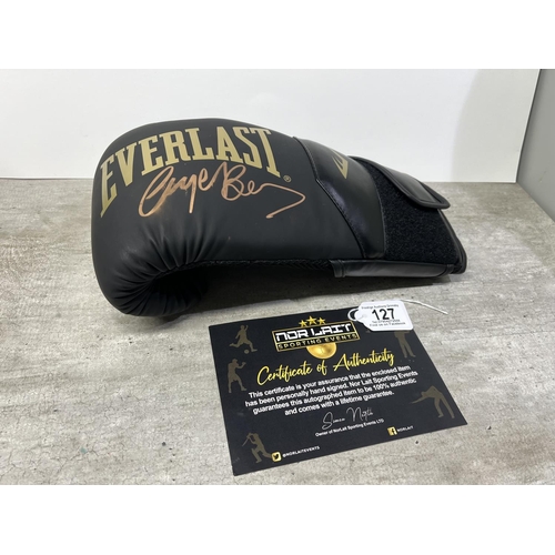 127 - NIGEL BENN SIGNED BOXING GLOVE AUTHENTIC WITH C.O.A BOUGHT AT A SPORTSMAN DINNER THIS LOT IS BEING S... 