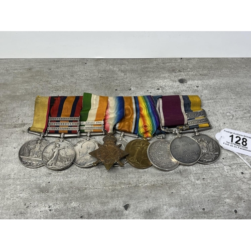 128 - GROUP OF LINCOLNSHIRE REGIMENT MEDALS NAMED TO H.P SALMON BAR INCLUDES MEDALS THROUGH VICTORIAN CAMP... 