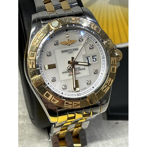 130 - BREITLING GOLATIC GENTLEMENS WRISTWATCH DIAMOND NUMERALS VERY GOOD CONDITION BOXED WITH PAPERS