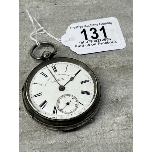 131 - STERLING SILVER POCKET WATCH THE EXPRESS ENGLISH LEVER NAMED TO J.G GRAVES OF SHEFFIELD BEVELED GLAS... 