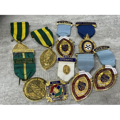 136 - ASSORTED MASONIC MEDALS ETC