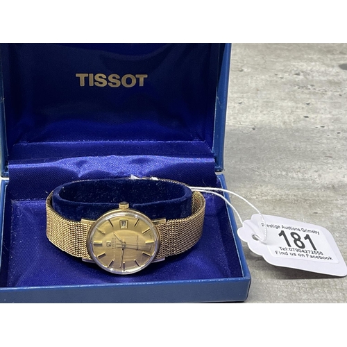 181 - 9CT GOLD TISSOT VIZODATE SEASTAR 7 WATCH IN WORKING ORDER BUT WOULD BENEFIT FROM A SERVICE A VERY AT... 