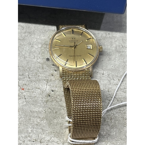 181 - 9CT GOLD TISSOT VIZODATE SEASTAR 7 WATCH IN WORKING ORDER BUT WOULD BENEFIT FROM A SERVICE A VERY AT... 